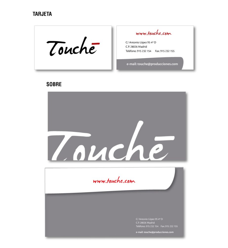 tarjeta de visita y sobre touche